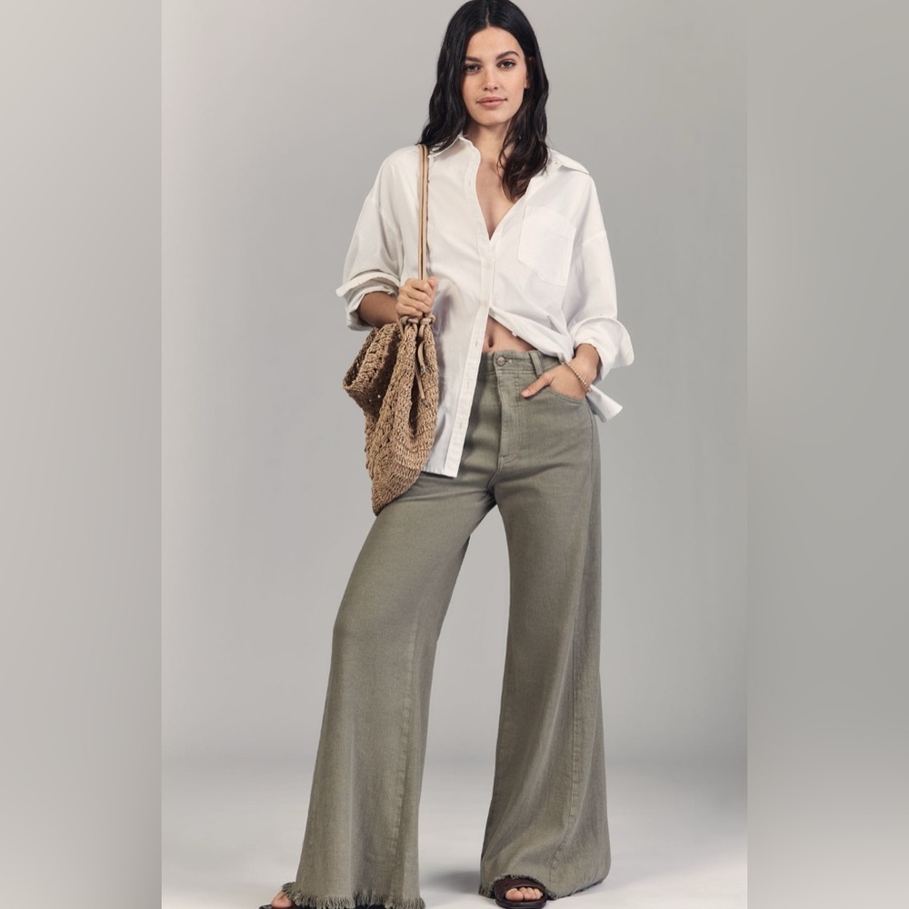 Pilcro Adi Mid Rise Flare Linen Edition: Mermaid